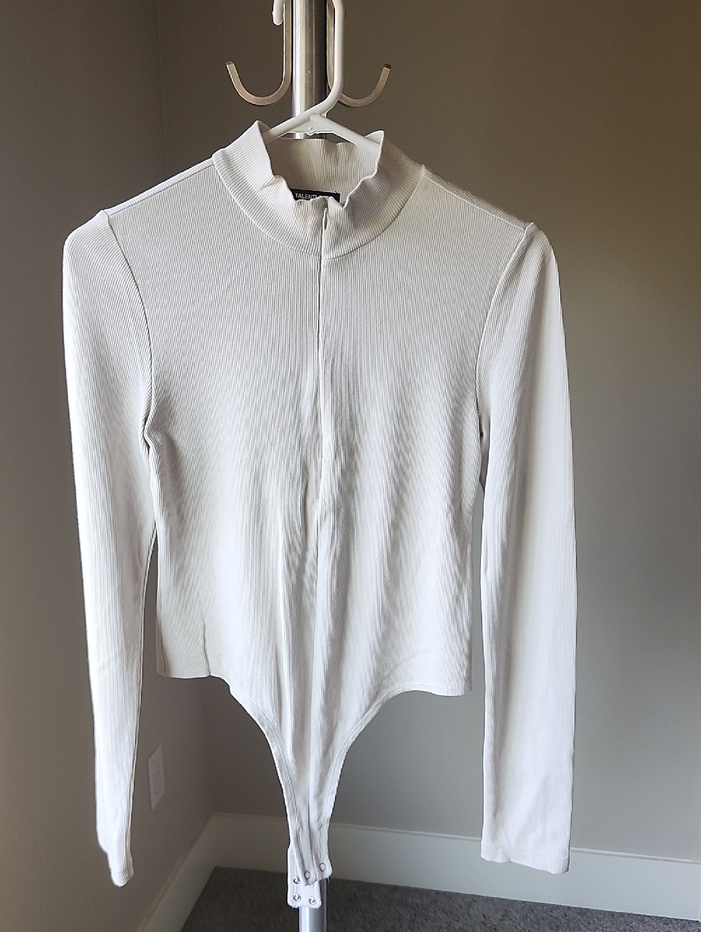 TALENTLESS Stone Ribbed Long-Sleeve Mock Neck Bodysuit